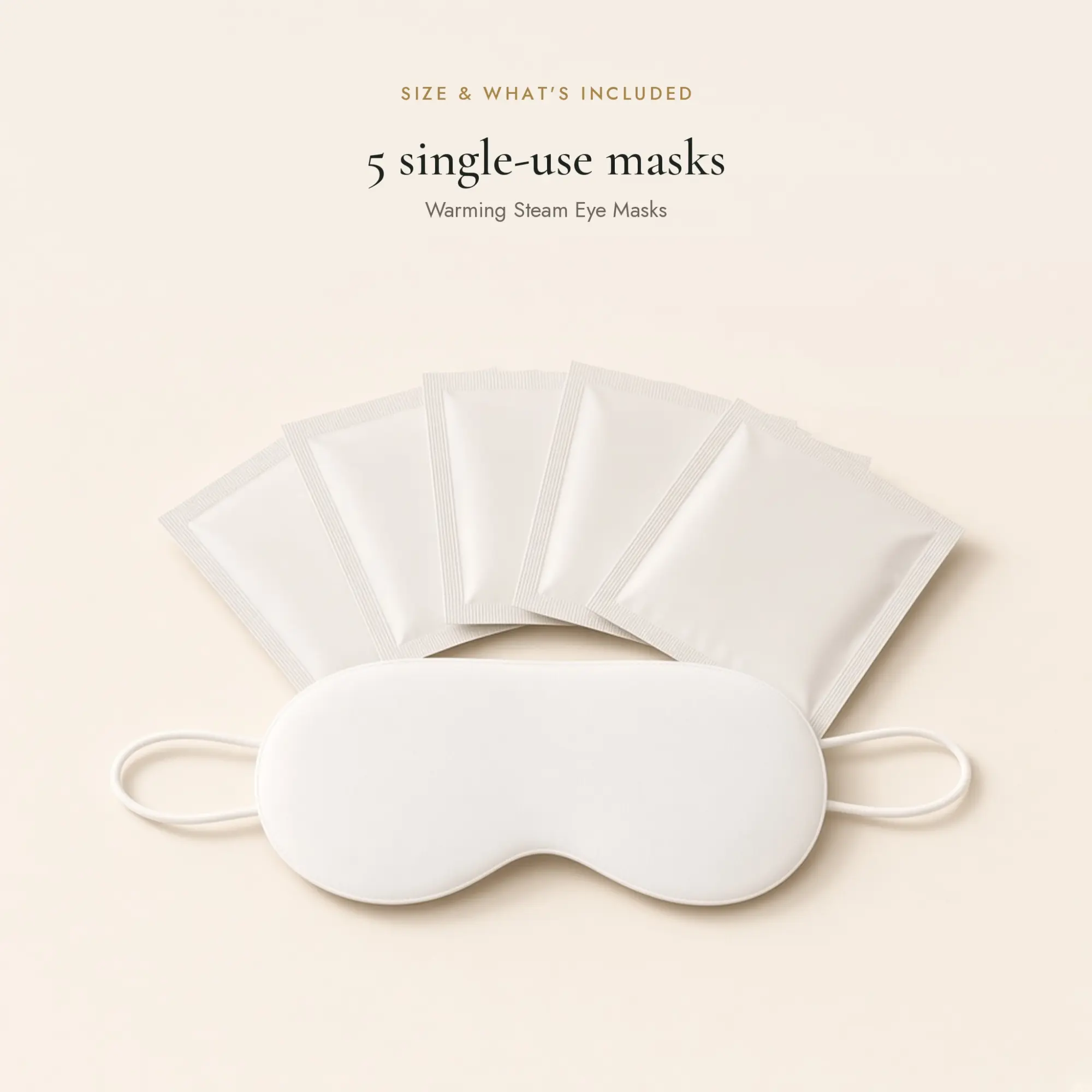 Warming Steam Eye Masks (5-pack) — size and what is included